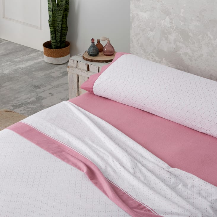 Debe Ligero Tentación Juego de sábanas franela 3 piezas cama 150 cm. Modelo rombos Rosa JS FRANELA  ROMBOS | Maisons du Monde