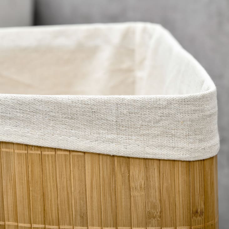 Cesto de la ropa sucia de bambú y algodón beige Ease Hübsch - 63cm