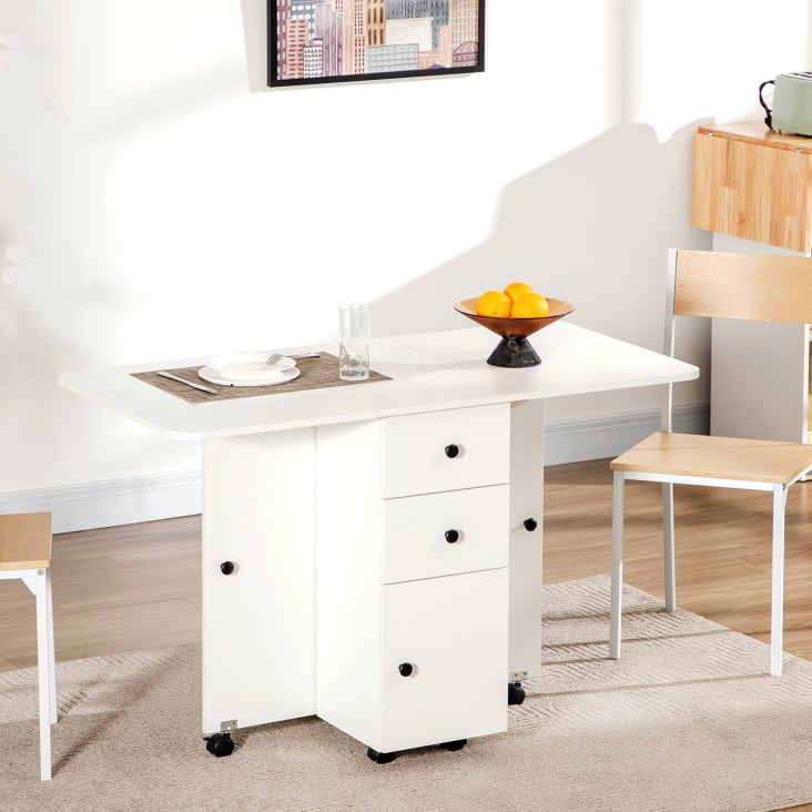 Mesa plegable cocina 120 x 60 x 76.5 cm color blanco
