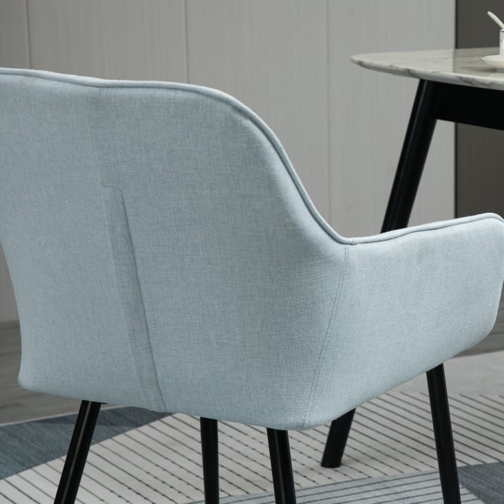 Juego de 2 sillas de comedor decorativas tapizadas en lino transpirable  sillas de cocina con respaldo reposabrazos y patas de metal 59,5x56,5x81 cm