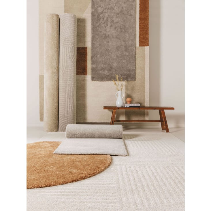 Alfombras de pasillo de lana beige de 70x200 cm LARS