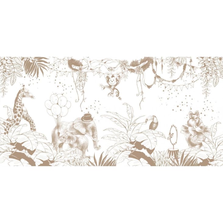 Papier peint panoramique enfant cirque de la jungle brun clair 255x250 cropped-2