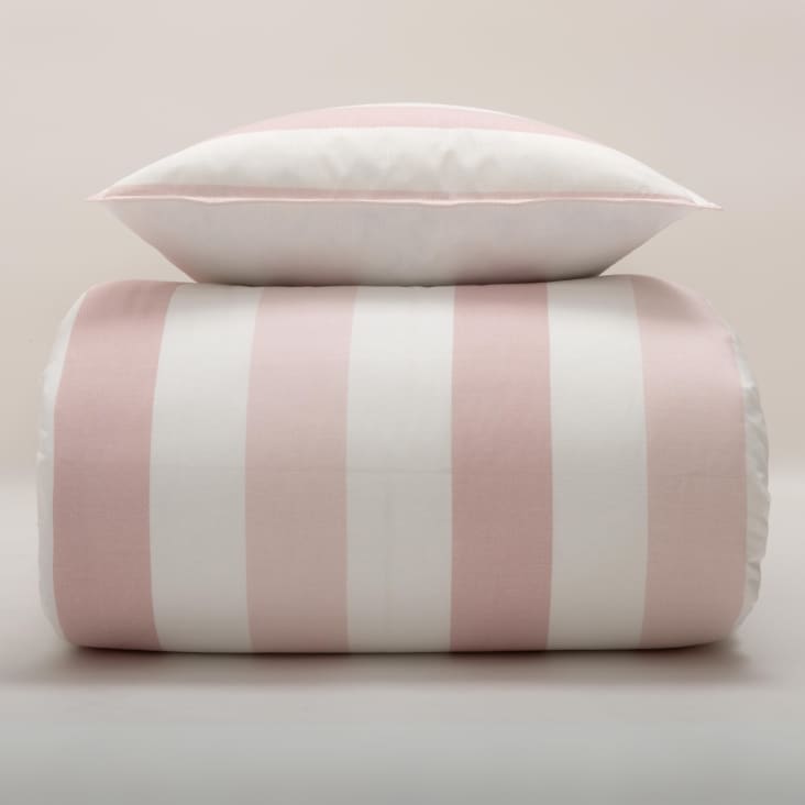 Funda nórdica rosa con rayas anchas 100% algodón 200x220 cm cama 135  ESPINHA