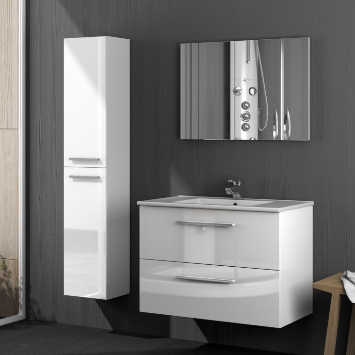 Mueble baño axel 2c 80cm color blanco brillo con espejo, sin lavabo -  Topambientes 2023