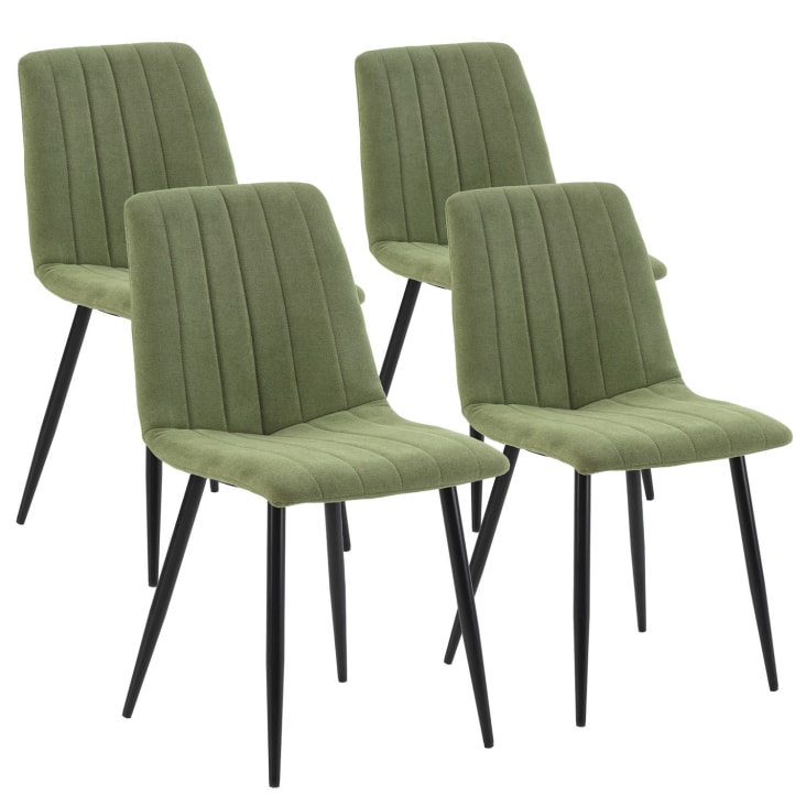 Pack 4 chaises recouvertes de tissu vert SAGI | Maisons du Monde