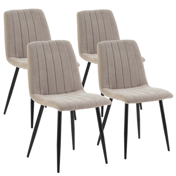 Pack 4 chaises recouvertes de tissu beige SAGI | Maisons du Monde
