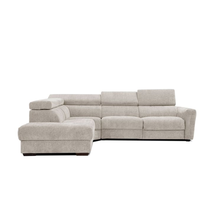 Canapé d'angle gauche 5 places avec une relax électrique tissu beige-Calvera cropped-5