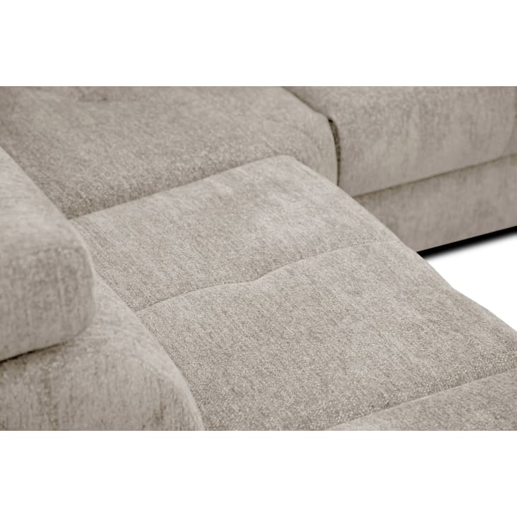 Canapé d'angle gauche 5 places avec une relax électrique tissu beige-Calvera cropped-8