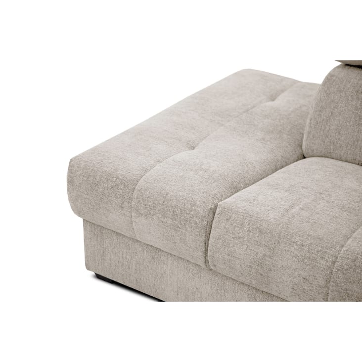 Canapé d'angle gauche 5 places avec une relax électrique tissu beige-Calvera cropped-9