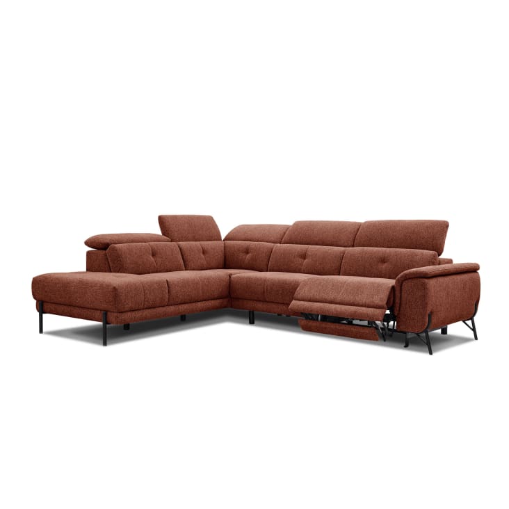 Canapé d'angle gauche 5 places avec une relax électrique tissu brique-Avena
