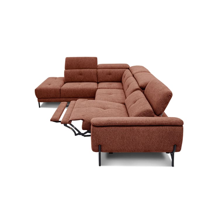 Canapé d'angle gauche 5 places avec une relax électrique tissu brique-Avena cropped-7