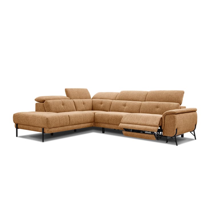Canapé d'angle gauche 5 places avec une relax électrique tissu orange-Avena
