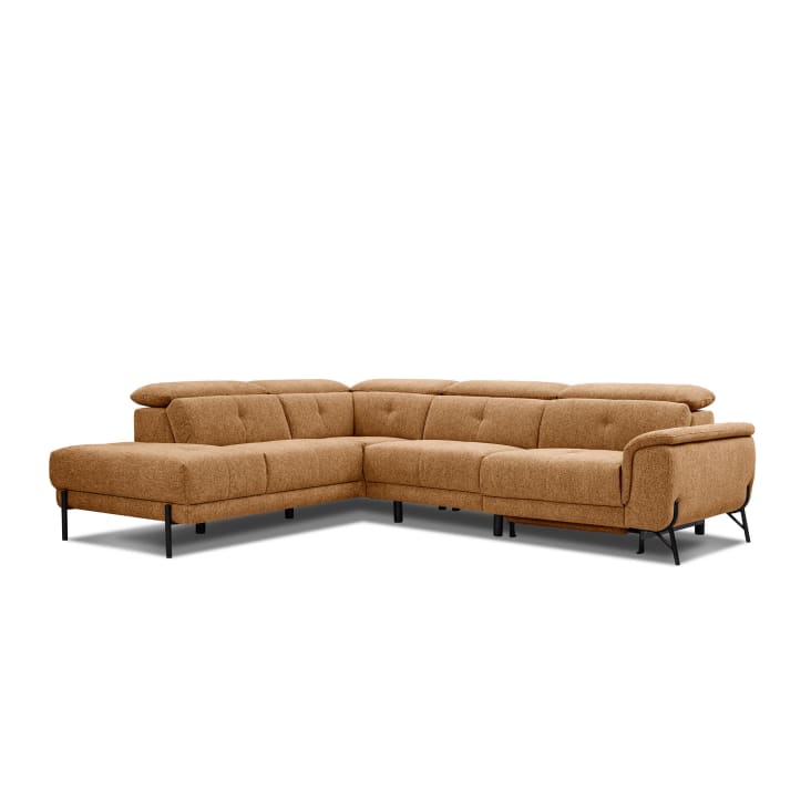 Canapé d'angle gauche 5 places avec une relax électrique tissu orange-Avena cropped-3