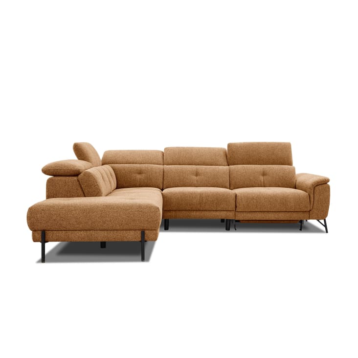 Canapé d'angle gauche 5 places avec une relax électrique tissu orange-Avena cropped-4