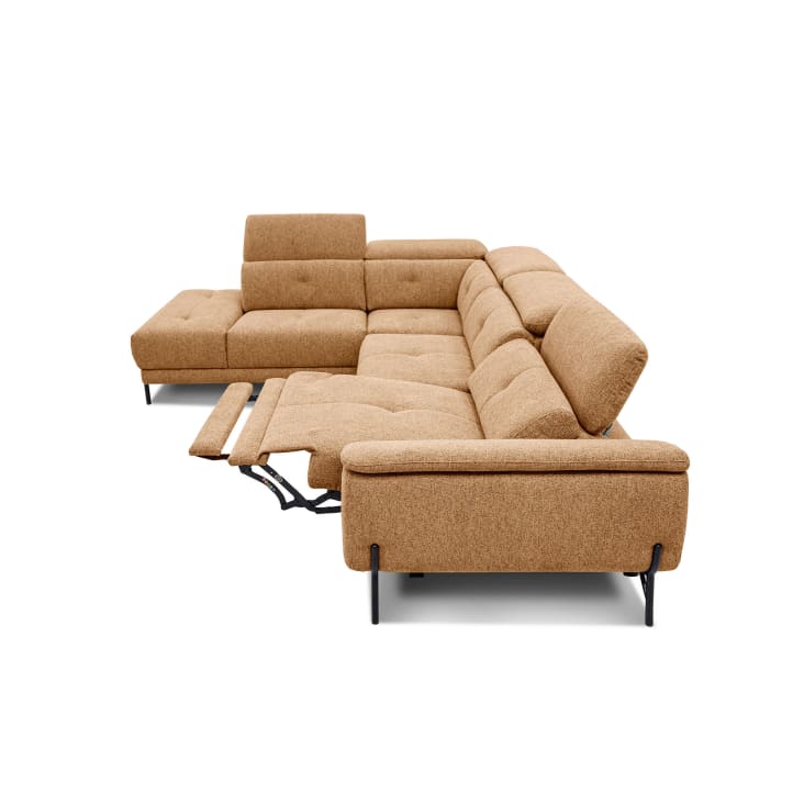 Canapé d'angle gauche 5 places avec une relax électrique tissu orange-Avena cropped-7