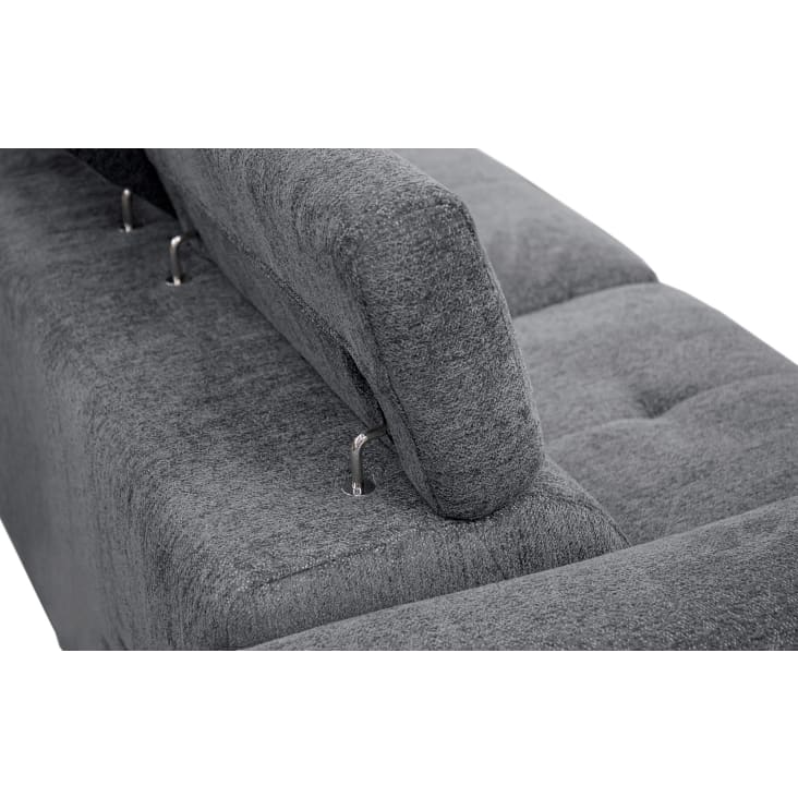 Canapé droit 3 places avec relax électrique à gauche tissu gris moyen-Calvera cropped-7