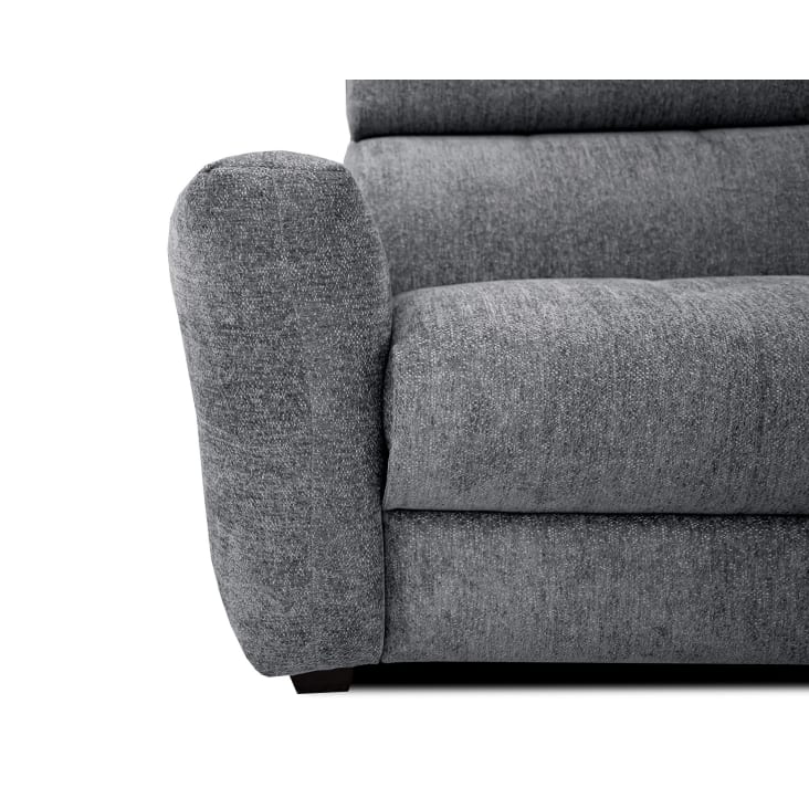 Canapé droit 3 places avec relax électrique à gauche tissu gris moyen-Calvera cropped-8