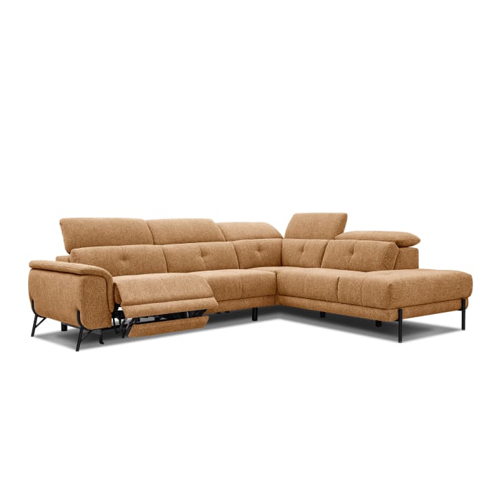 Canapé d'angle droit 5 places avec une relax électrique tissu orange-Avena