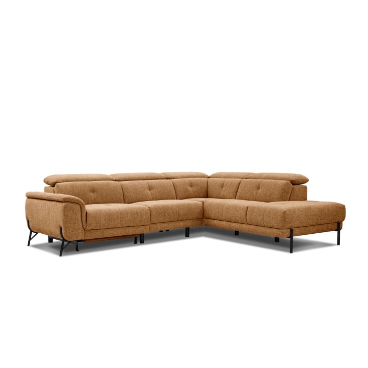 Canapé d'angle droit 5 places avec une relax électrique tissu orange-Avena cropped-3