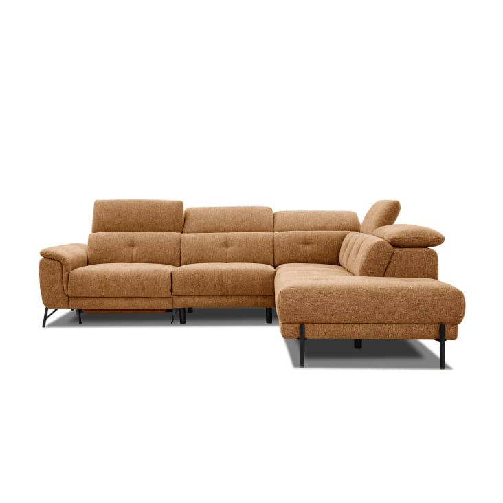Canapé d'angle droit 5 places avec une relax électrique tissu orange-Avena cropped-4
