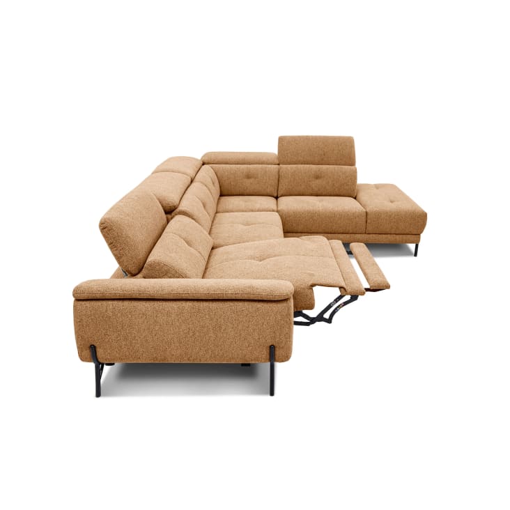 Canapé d'angle droit 5 places avec une relax électrique tissu orange-Avena cropped-7