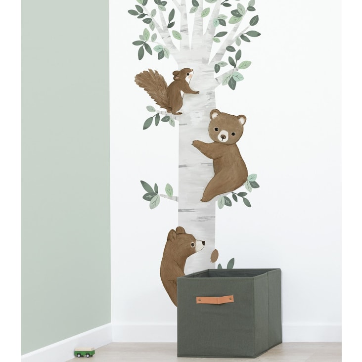 Pegatinas de pared de animales del bosque grandes, árbol, oso