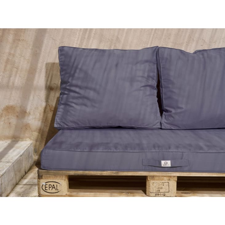 Lot matelas pour palette déhoussable avec assise de 120x80x10cm et dossier  gris galet