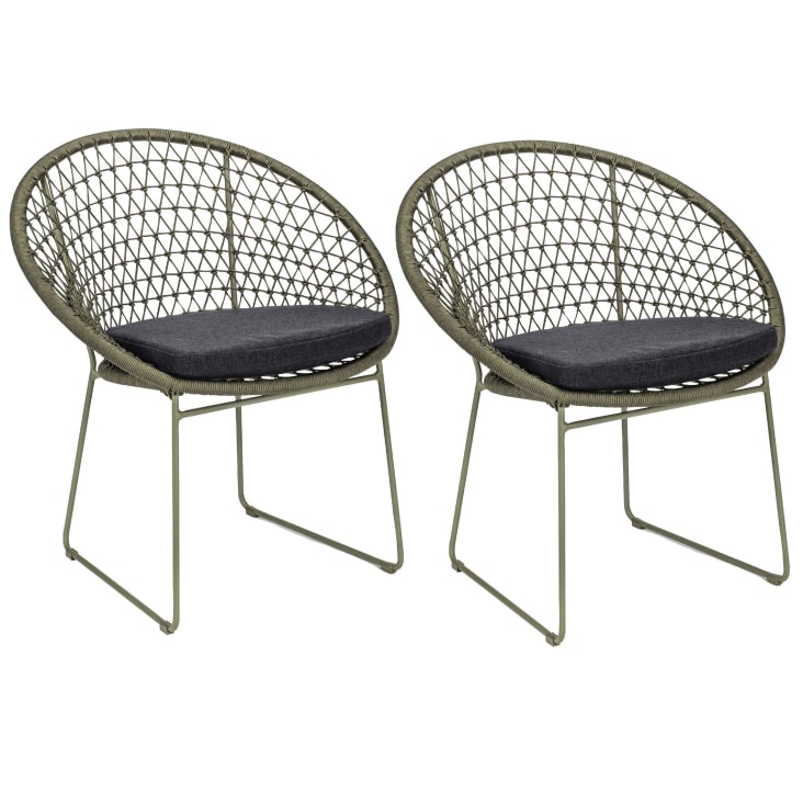 Lot de 2 fauteuils de table extérieur polypropylène et pieds en métal-Bao bao