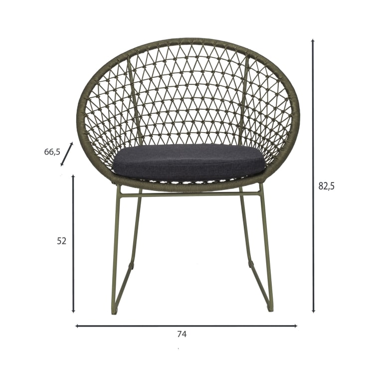 Lot de 2 fauteuils de table extérieur polypropylène et pieds en métal-Bao bao cropped-6