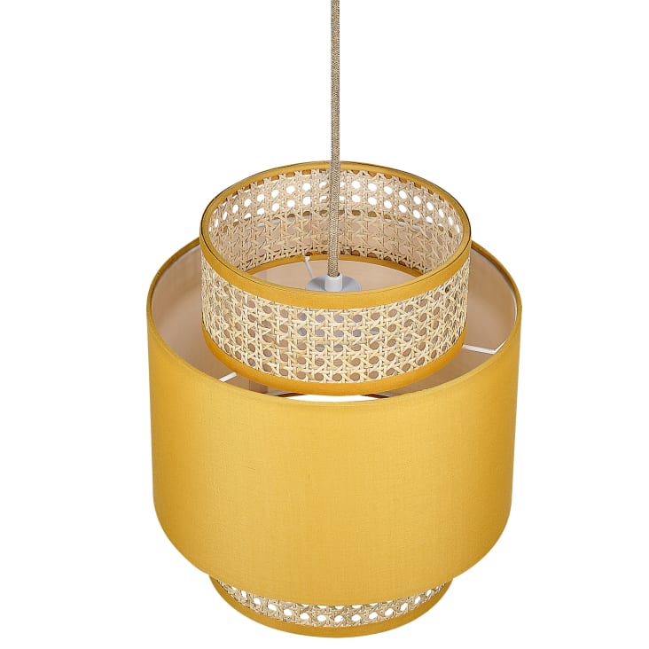 Lampe suspension en rotin jaune et naturel-Boeri cropped-3