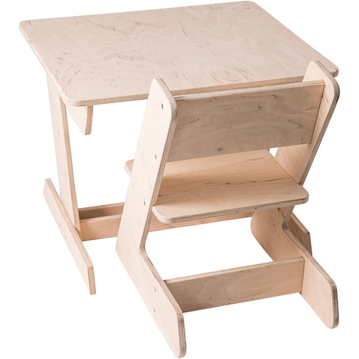 Table et chaise Montessori enfant effet bois naturel JANE