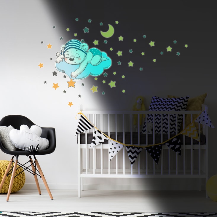 Stickers mural phosphorescents lumineux ourson 90x105cm cropped-3