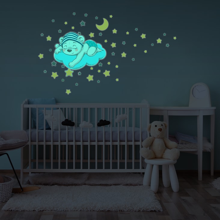 Stickers mural phosphorescents lumineux ourson 90x105cm cropped-5
