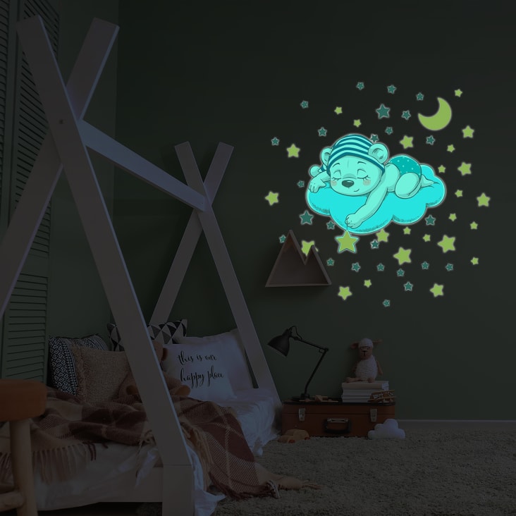 Stickers mural phosphorescents lumineux ourson 90x105cm cropped-6