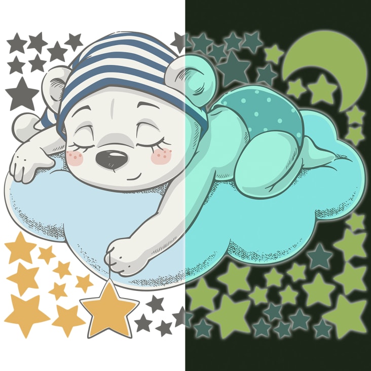 Stickers mural phosphorescents lumineux ourson 90x105cm cropped-8