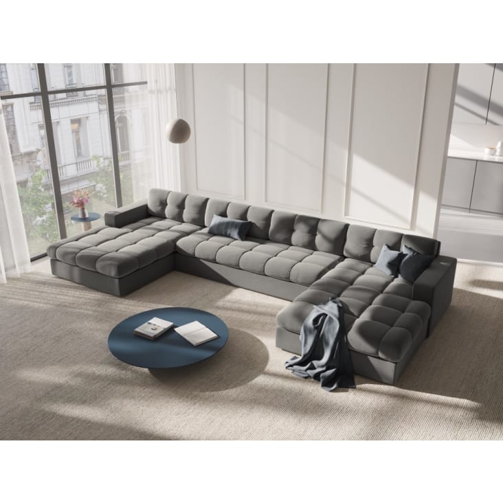 Maison Exclusive Sofá diván con cojines y cojín de cabeza terciopelo gris  claro