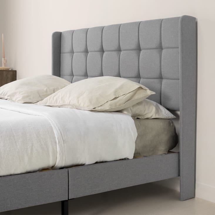 Estructura de cama tapizada de 30 cm, 90x190 cm, gris claro ESTHER