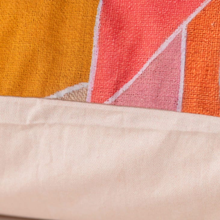 Taie d'oreiller carrée percale de coton imprimé beige 64 x 64 cm-Rosangela cropped-5