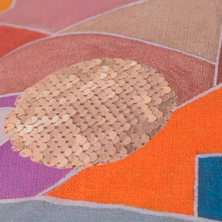 Taie d'oreiller carrée percale de coton imprimé beige 64 x 64 cm-Rosangela cropped-8