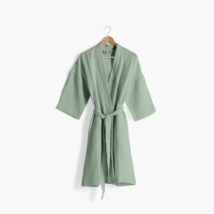 Peignoir femme gaze de coton biologique vert
