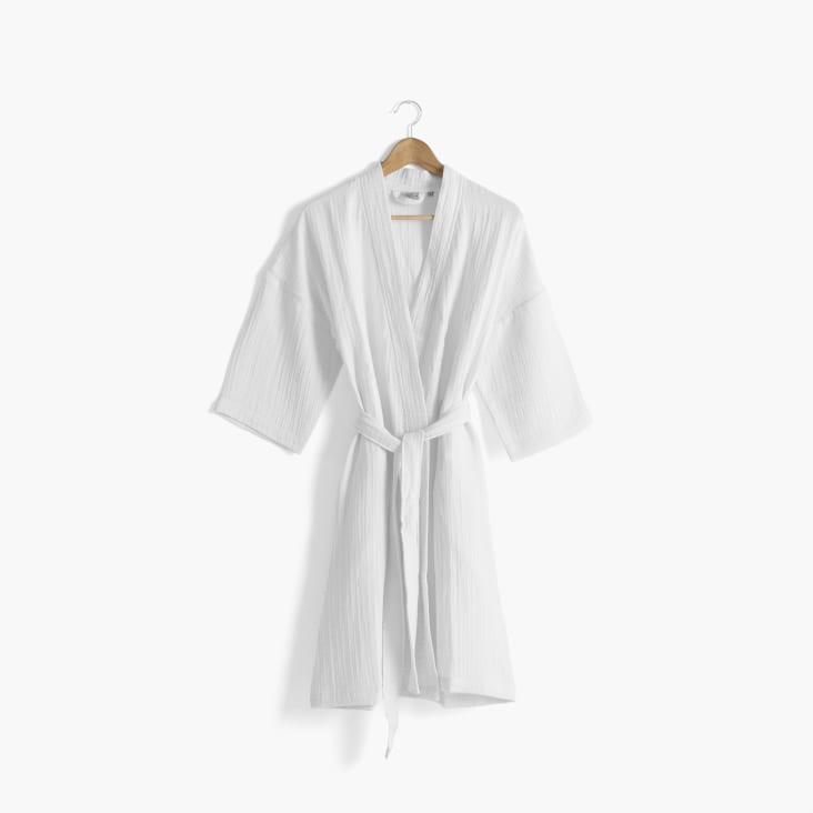 Peignoir femme gaze de coton biologique blanc