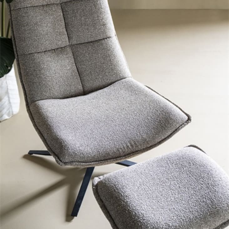 Fauteuil et repose-pieds en tissu gris - Snuggle - Kare Design