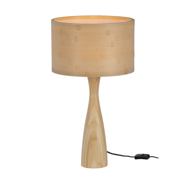Lampe de bureau en bois d'hévéa et métal terracotta PIXIE