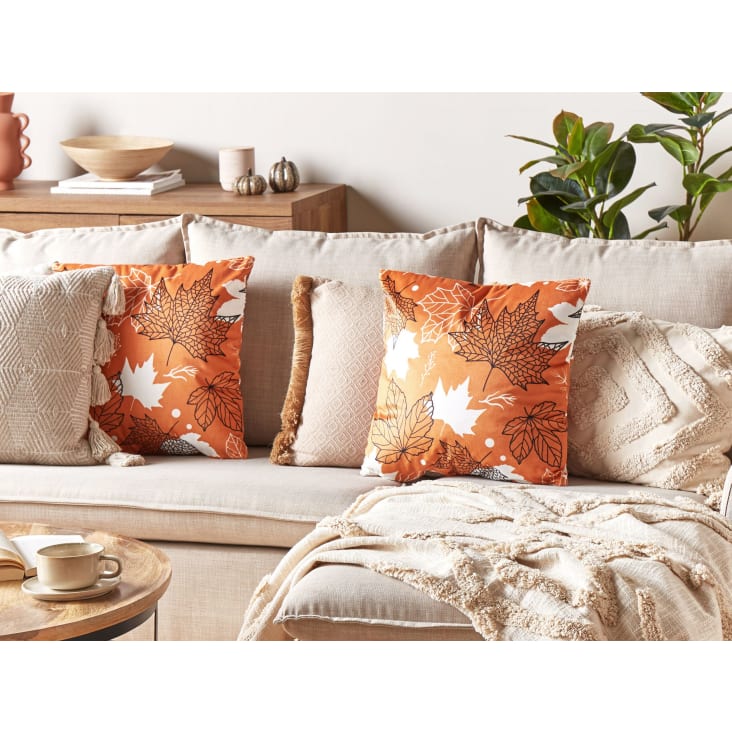Set di 2 cuscini velluto arancione bianco e nero 45 x 45 cm Poinsettia