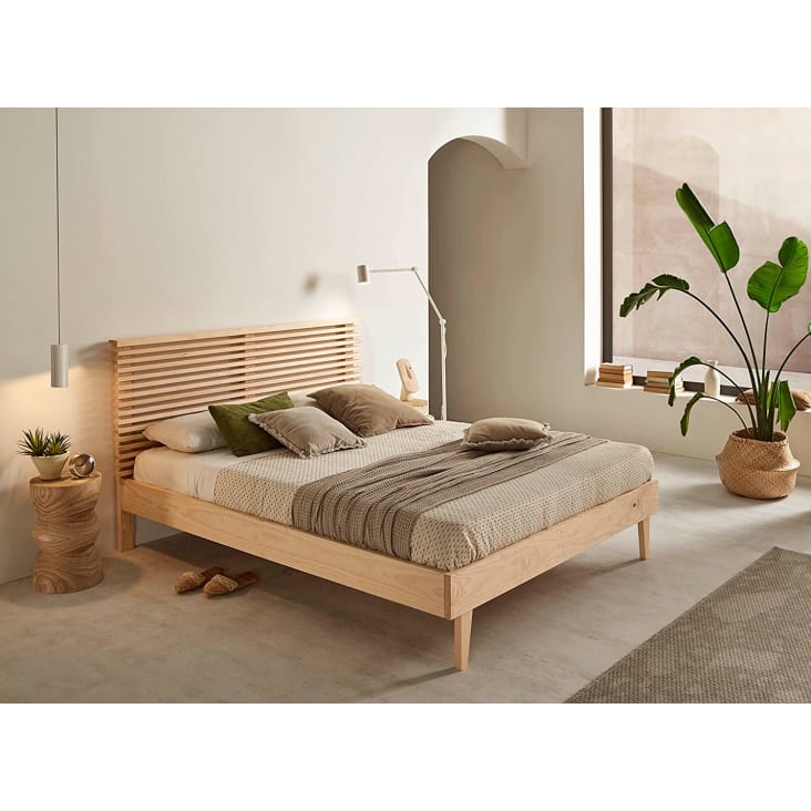 tarjeta celos sed Cama de madera maciza, cabecero y base, válido colchón 150 x 190 cm DALLAS  | Maisons du Monde