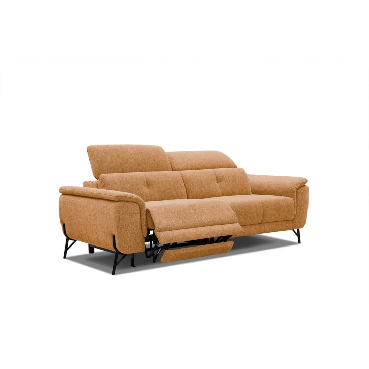 Canapé droit 3 places avec une relax électrique à gauche tissu orange-Avena