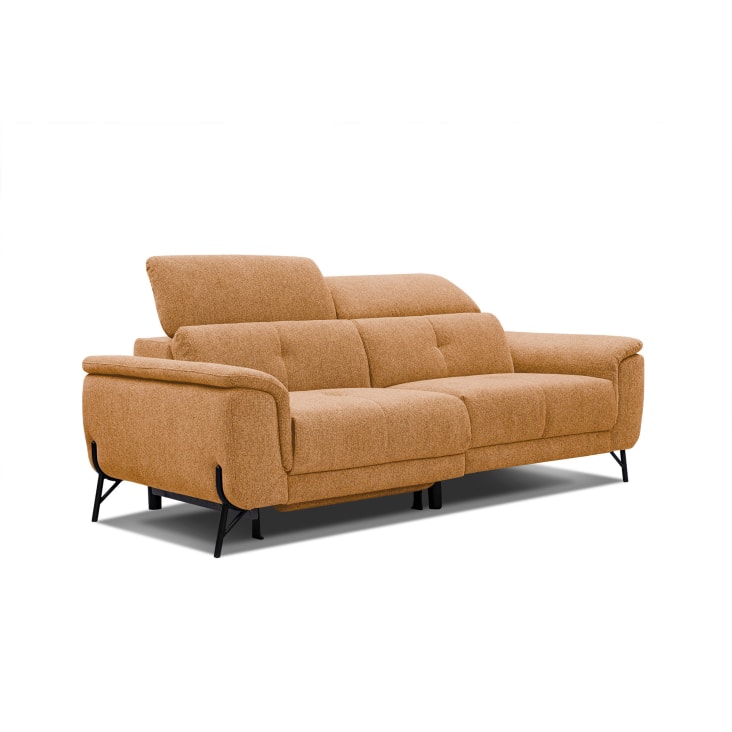 Canapé droit 3 places avec une relax électrique à gauche tissu orange-Avena cropped-3