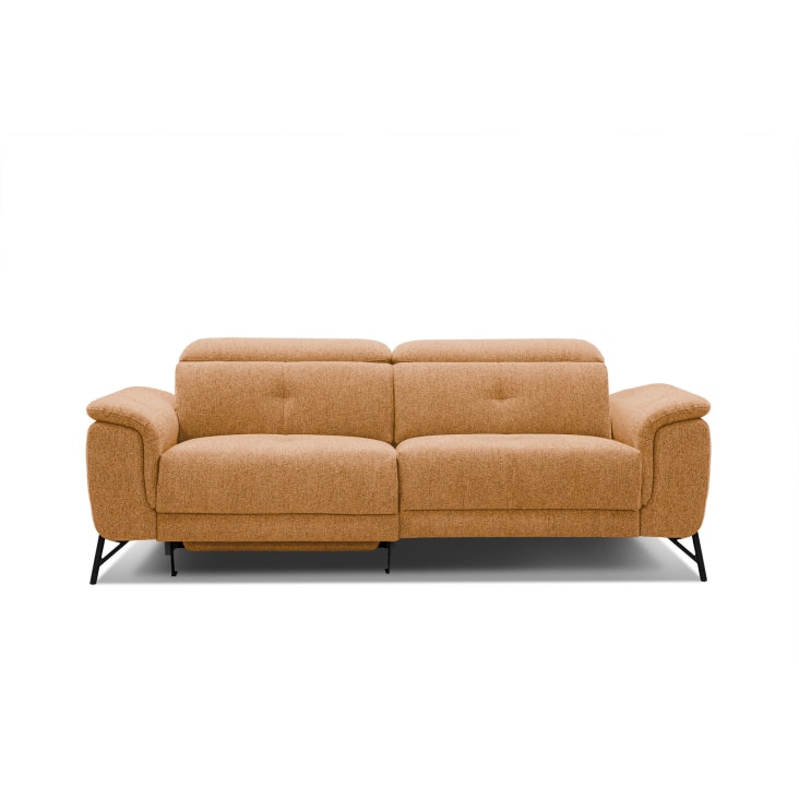 Canapé droit 3 places avec une relax électrique à gauche tissu orange-Avena cropped-4