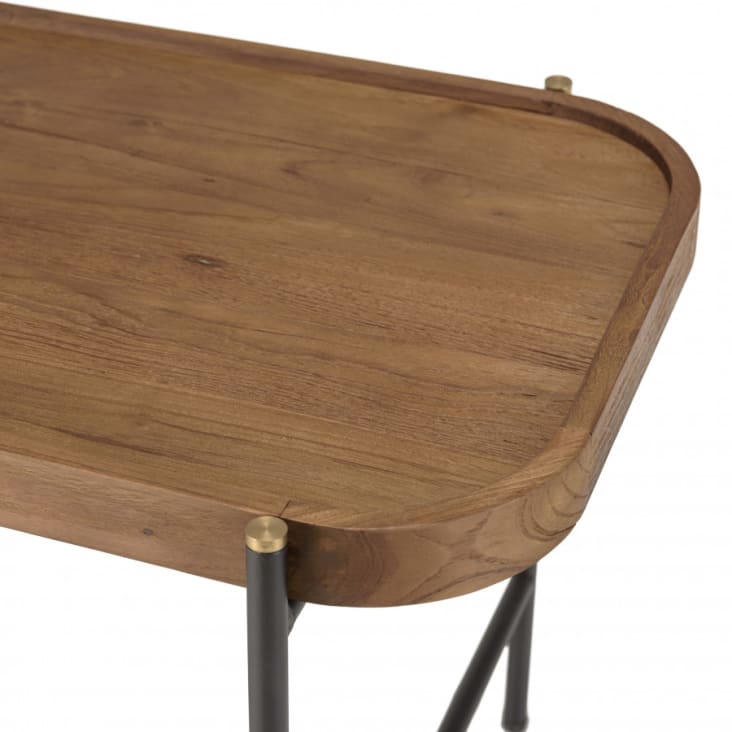 Mesa de centro ovalada con tablero de madera de teca reciclada 164 cm Alida