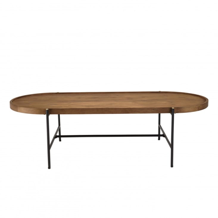 Grande table basse en bois de teck recyclé ovale 140 cm - Thekku